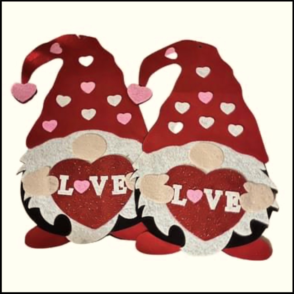 ♥️ SET of 2! Valentine’s Day‎ Felt Gnome Cutouts • Placemats •Hanging Wall Decor